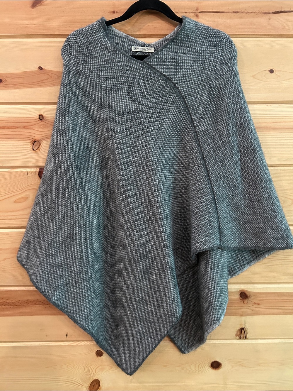 Gray Wool/Alpaca Knit Poncho 
Wrap - one size